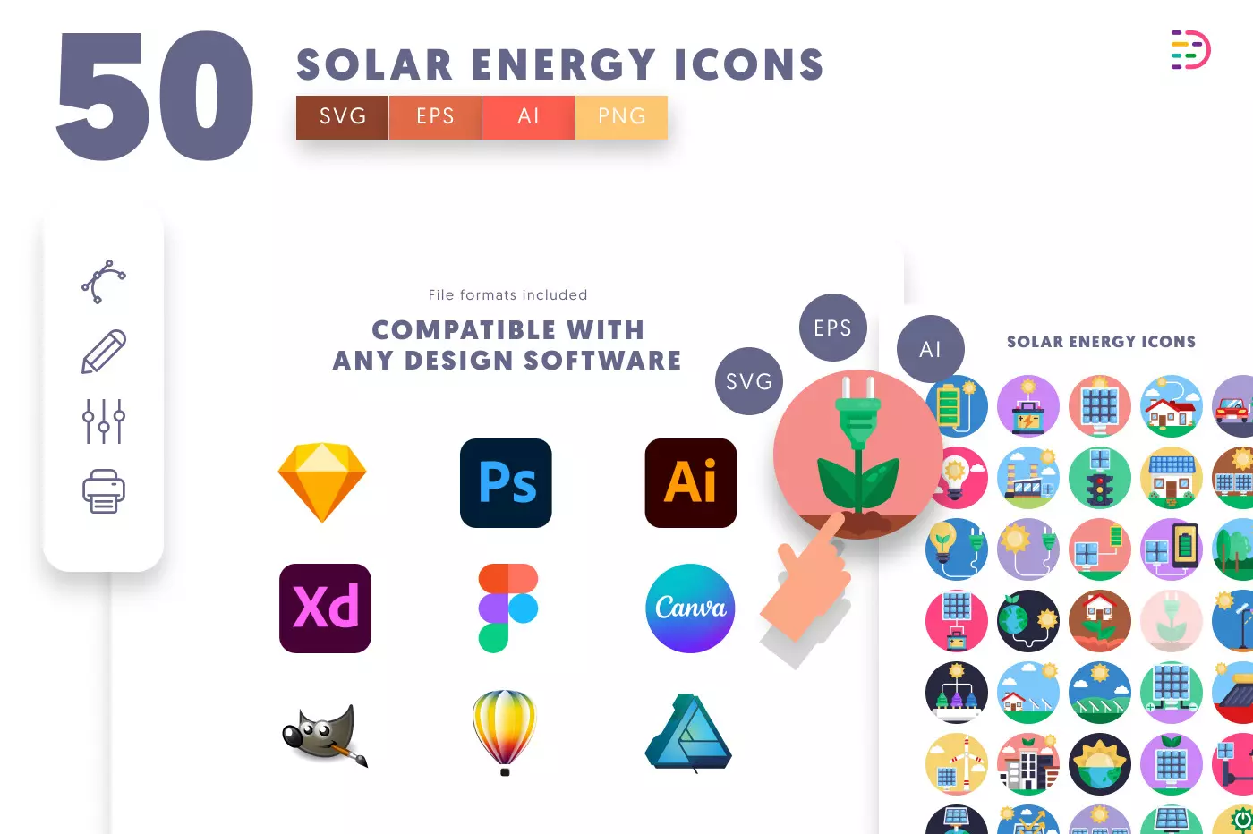 50 Solar Energy Icons preview 8 – illustrated icons in PNG, SVG and EPS