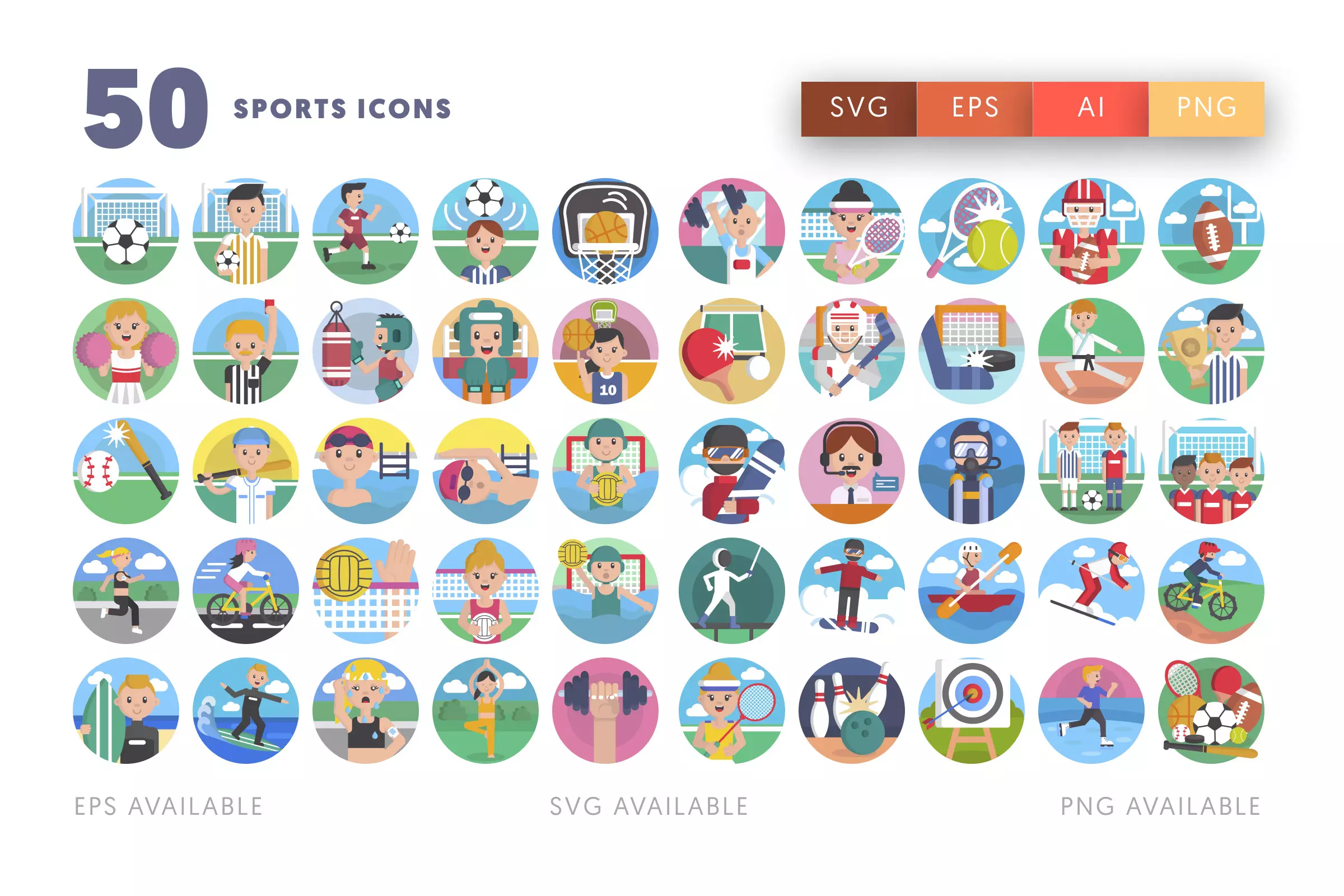 50 Sports Icons – illustrated icon set