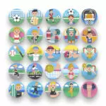 50 Sports Icons – set of colorful illustrated icons