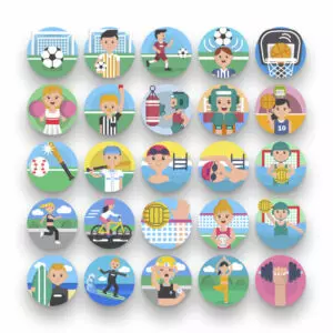50 Sports Icons – set of colorful illustrated icons