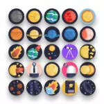 50 Astronomy Icons – set of colorful illustrated icons