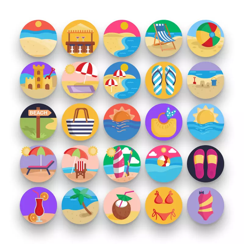 50-Beach _ Shop-2 50 Beach Icons – set of colorful illustrated icons