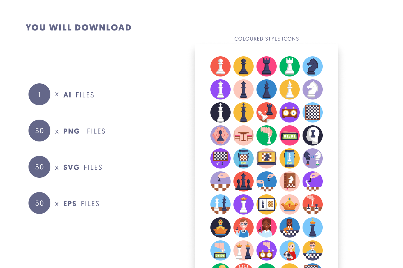 50 Chess Icons preview 9 – illustrated icons in PNG, SVG and EPS