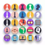 50 Chess Icons – set of colorful illustrated icons
