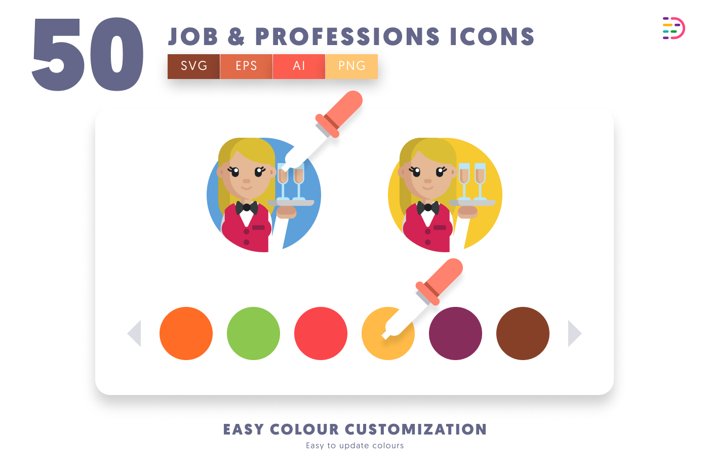 50 Jobs and Professionals Icons preview 7 – illustrated icons in PNG, SVG and EPS