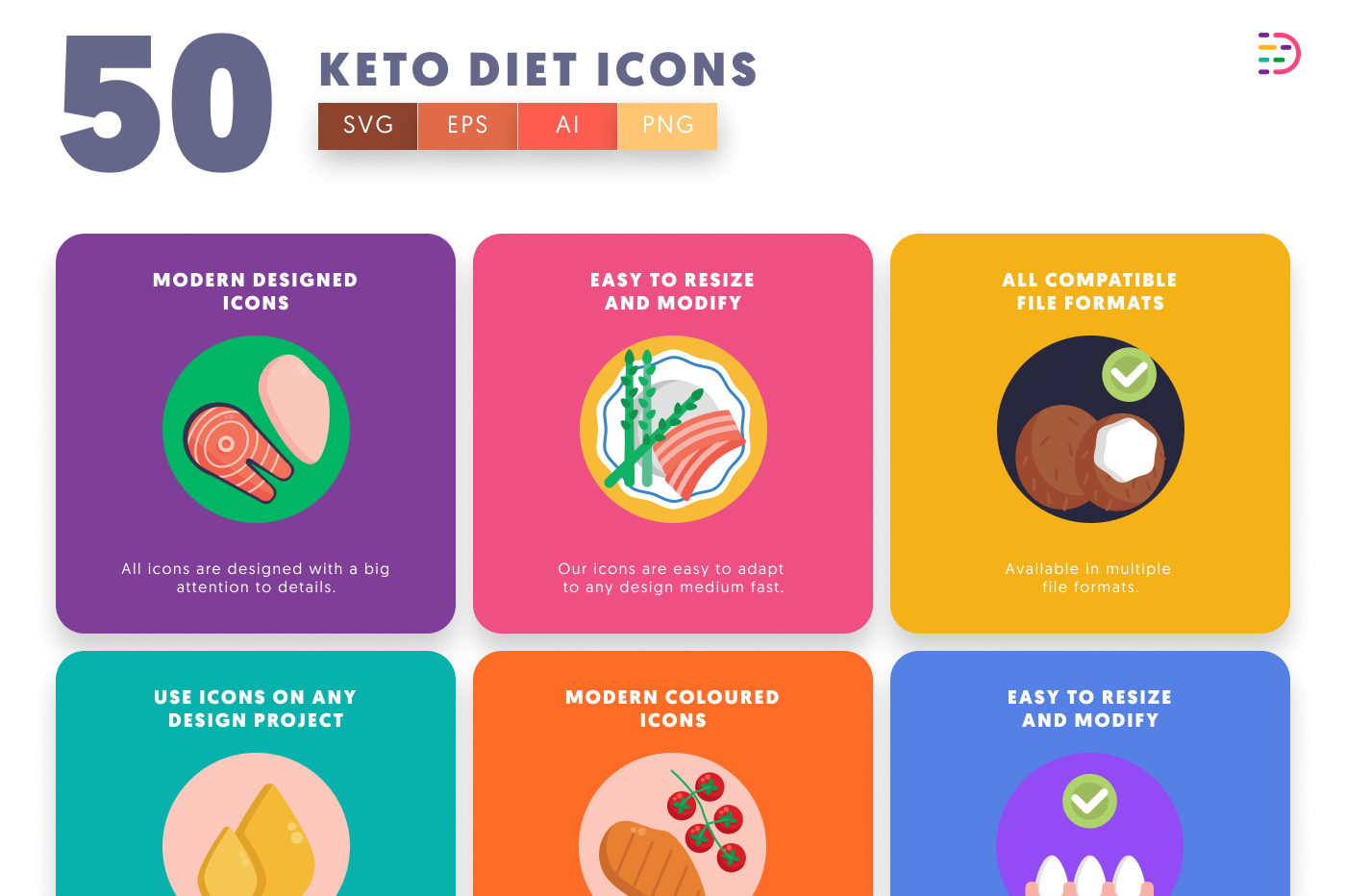 50 Keto Diet Icons preview 5 – illustrated icons in PNG, SVG and EPS