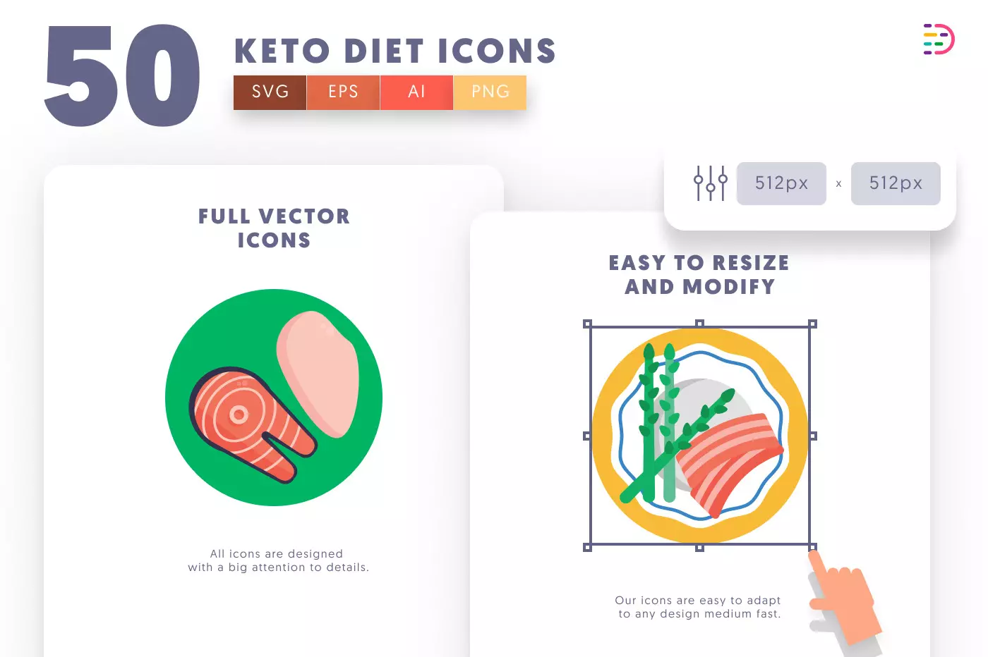 50 Keto Diet Icons preview 6 – illustrated icons in PNG, SVG and EPS