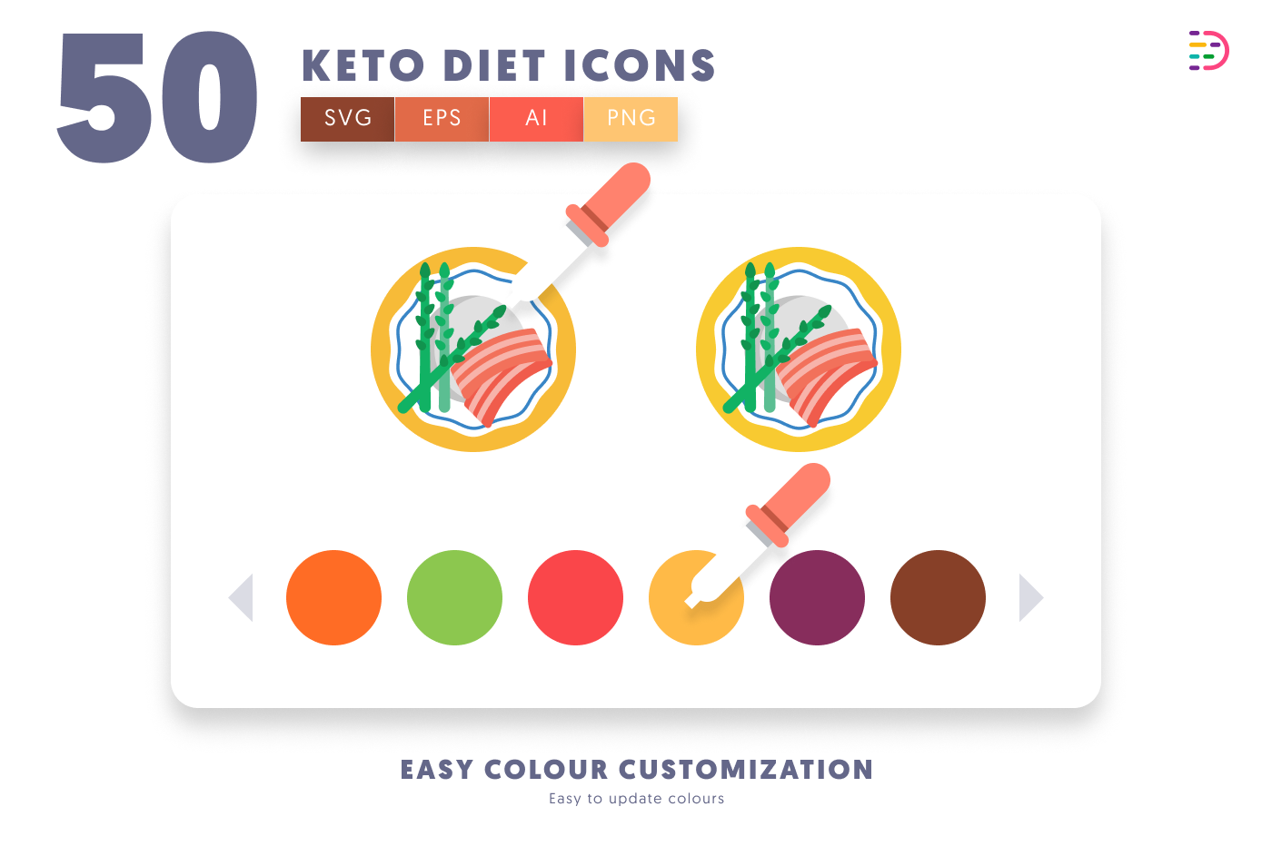 50 Keto Diet Icons preview 7 – illustrated icons in PNG, SVG and EPS