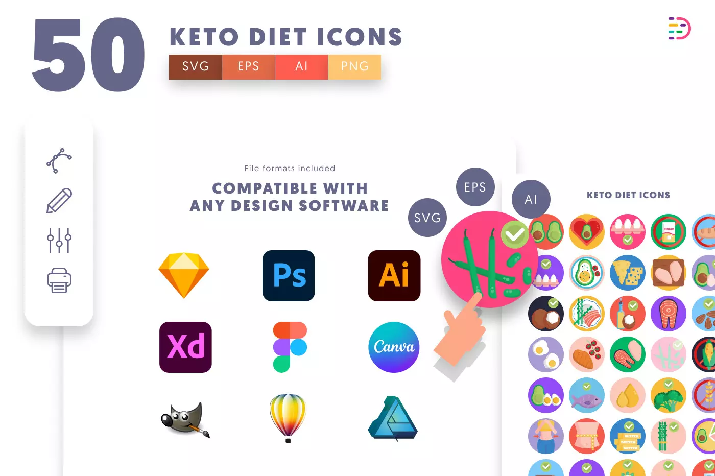 50 Keto Diet Icons preview 8 – illustrated icons in PNG, SVG and EPS