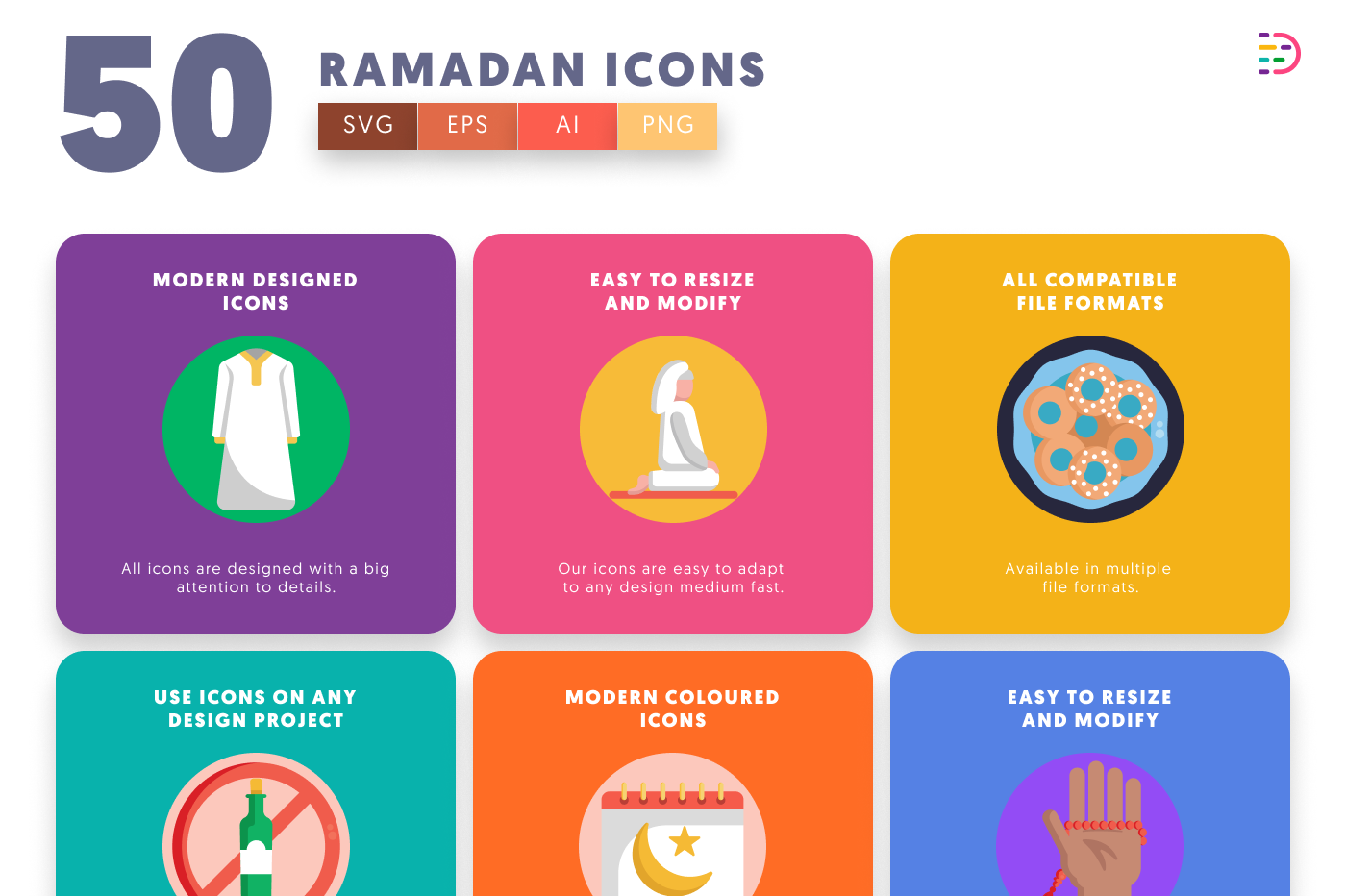 50 Ramadan Icons preview 5 – illustrated icons in PNG, SVG and EPS