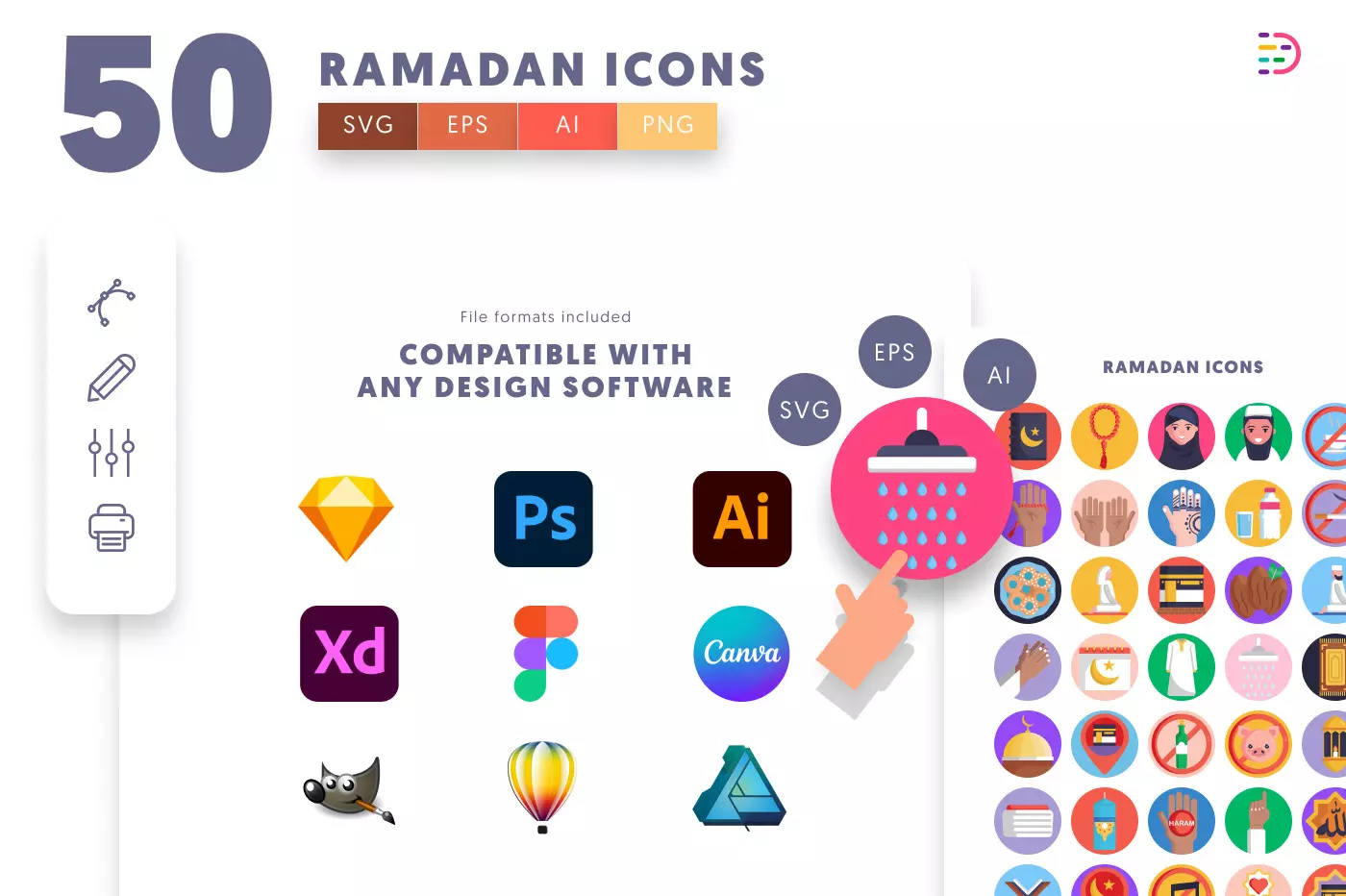 50 Ramadan Icons preview 8 – illustrated icons in PNG, SVG and EPS