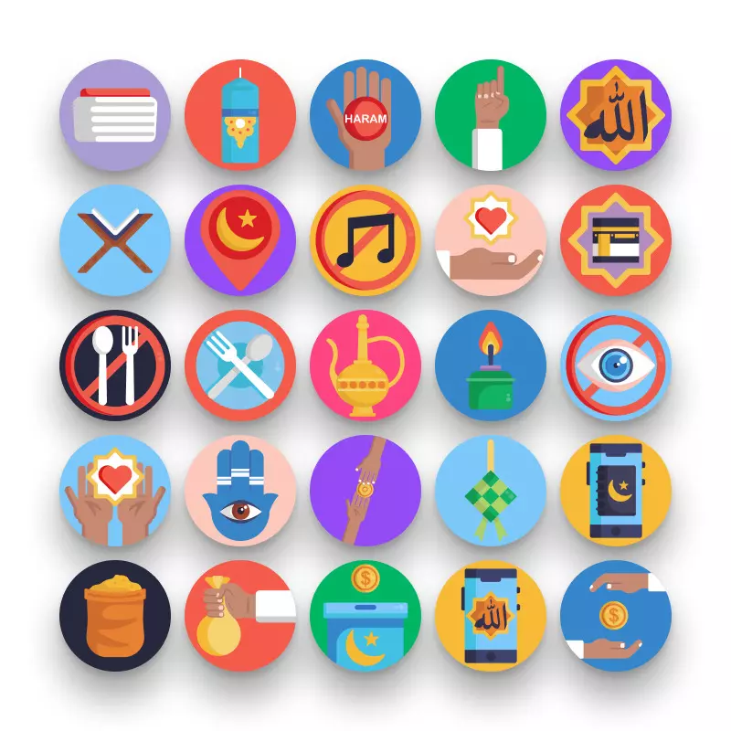 50 Ramadan Icons – set of colorful illustrated icons