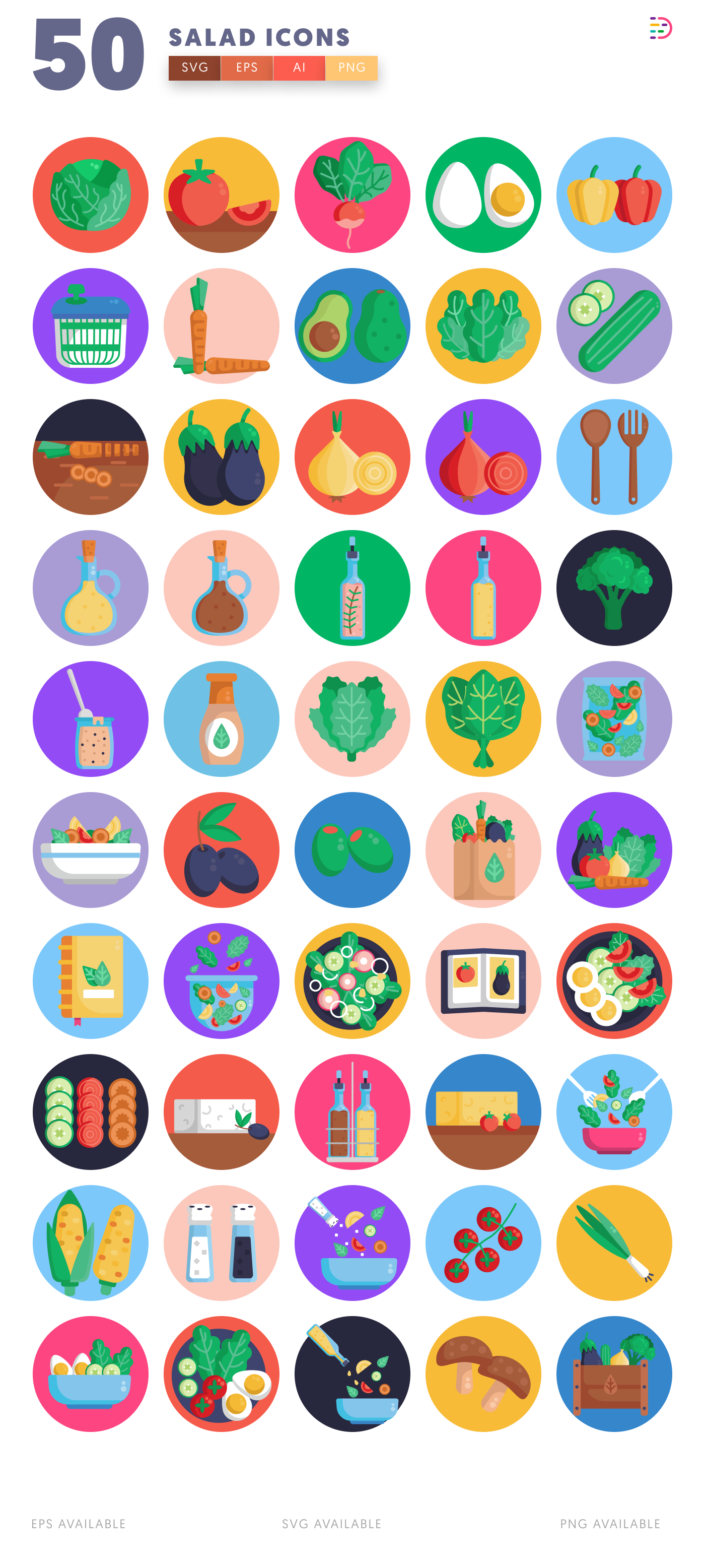 50 Salad Icons – all icons in the set