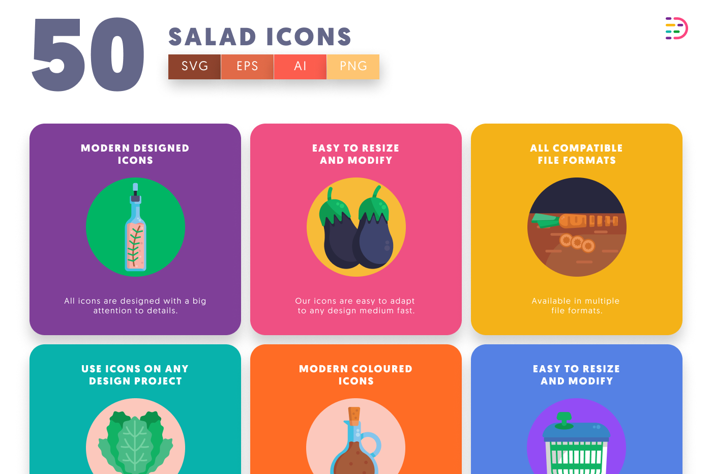 50 Salad Icons preview 5 – illustrated icons in PNG, SVG and EPS