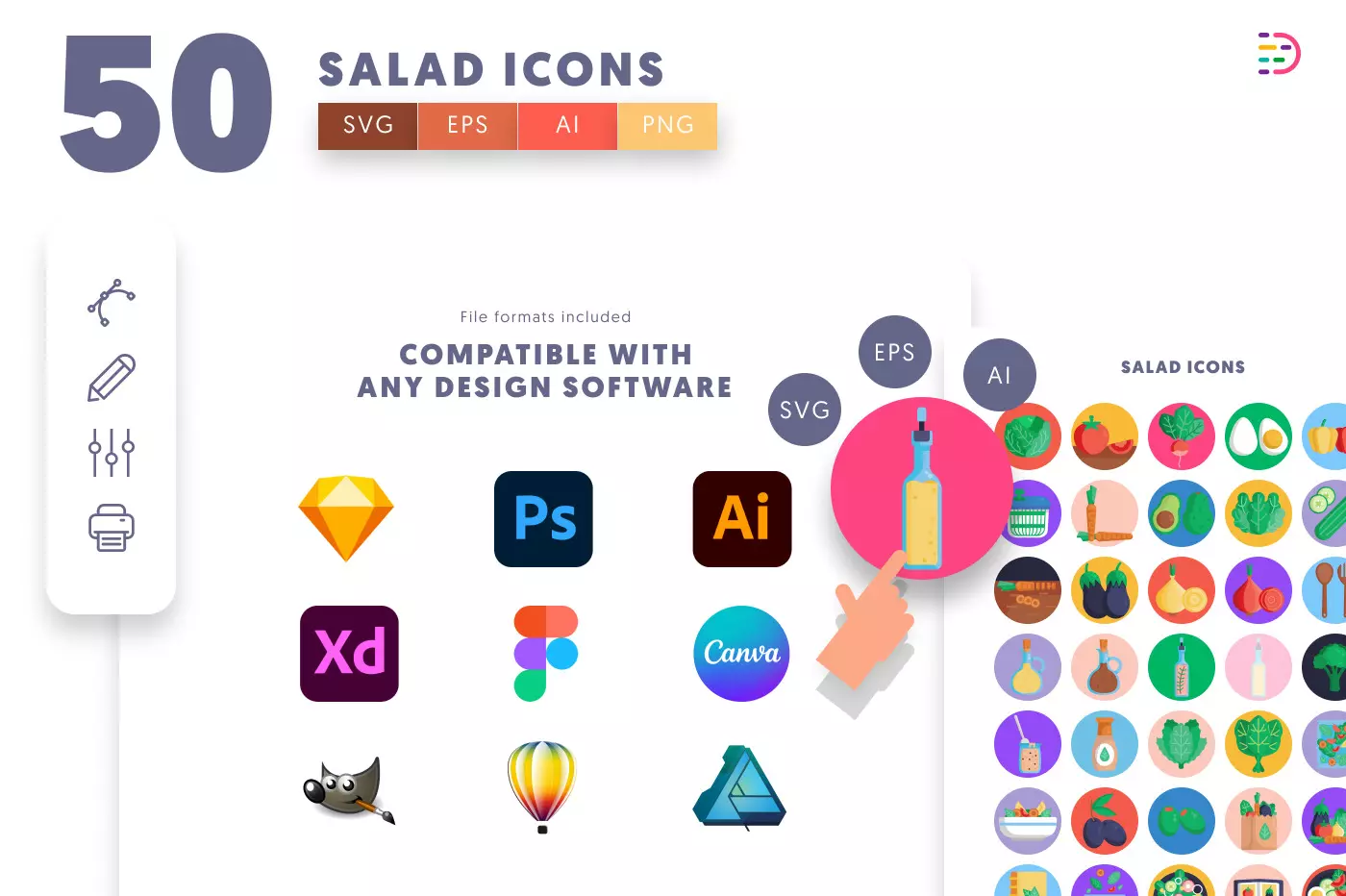 50 Salad Icons preview 8 – illustrated icons in PNG, SVG and EPS