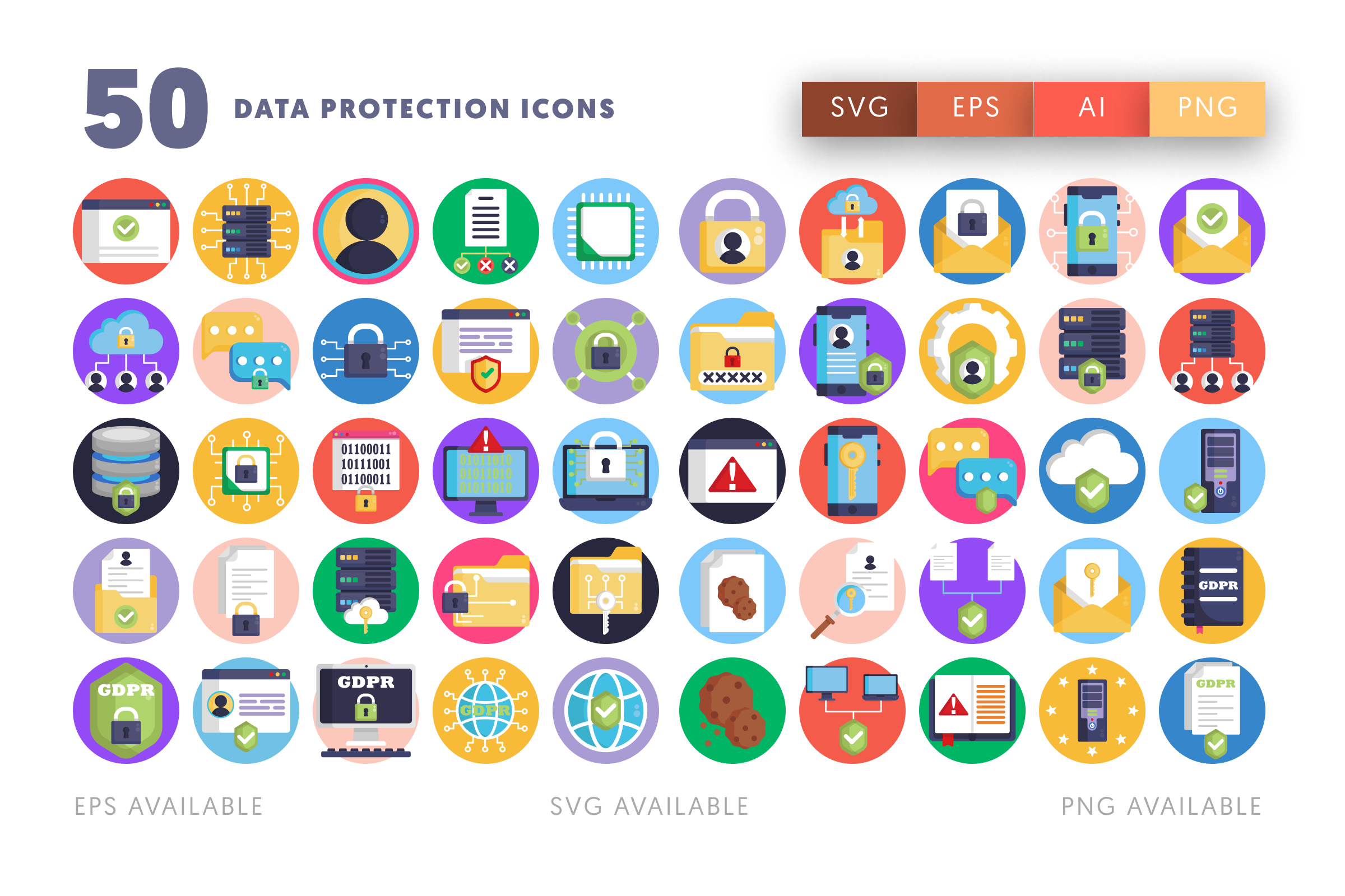 50 Data Protection Icons – all icons in the set