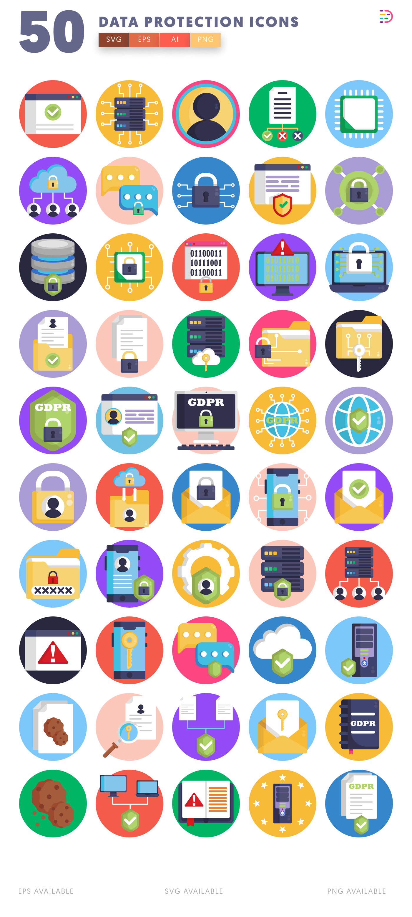 50 Data Protection Icons – all icons in the set