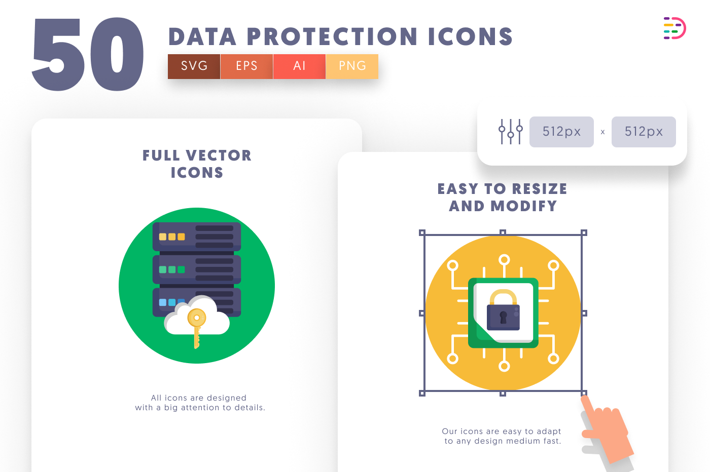 50 Data Protection Icons preview 6 – illustrated icons in PNG, SVG and EPS