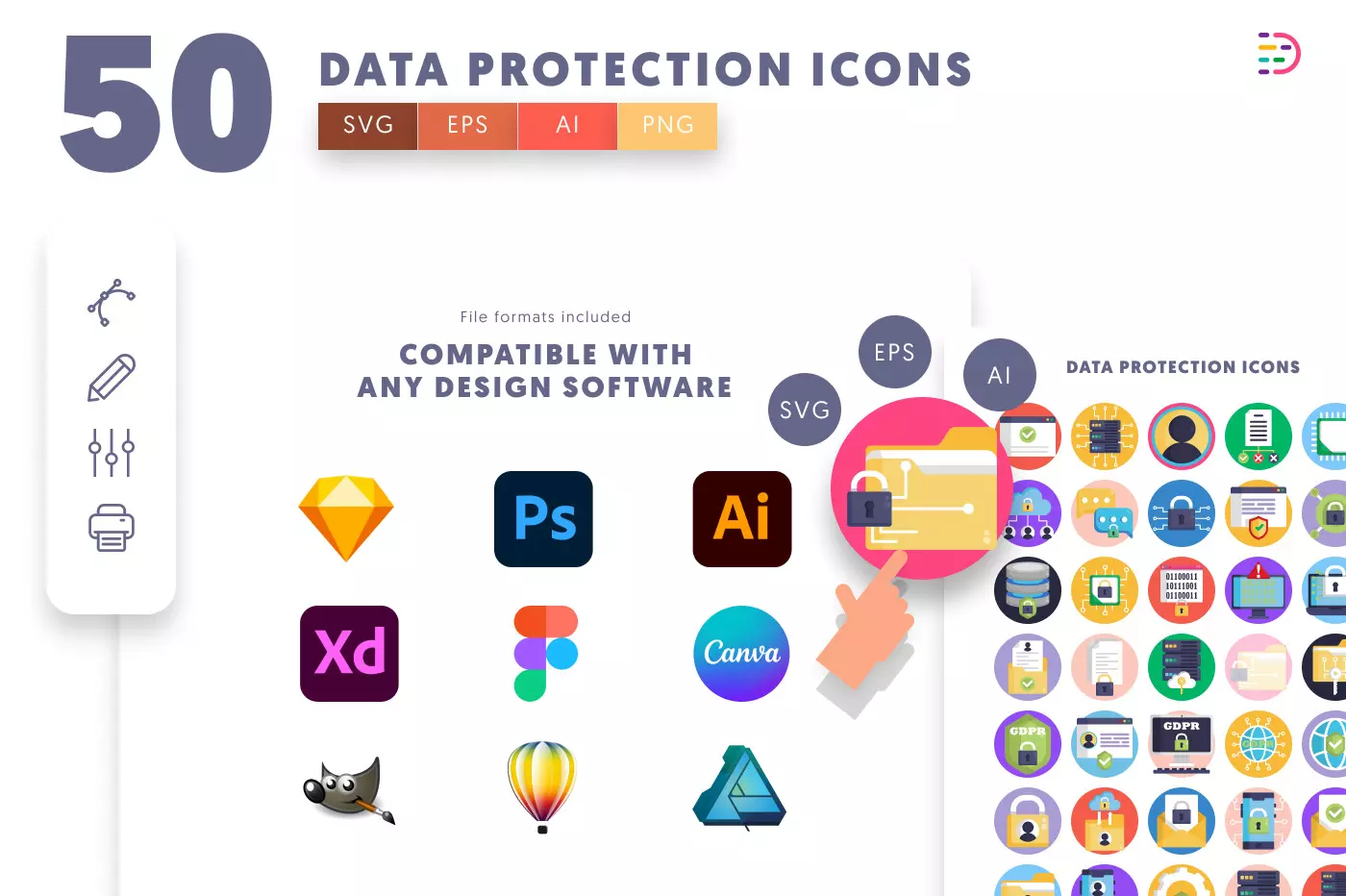 50 Data Protection Icons preview 8 – illustrated icons in PNG, SVG and EPS
