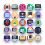 50 Data Science Icons – set of colorful illustrated icons