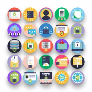 50 Data Protection Icons – set of colorful illustrated icons