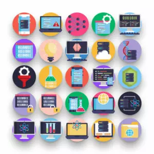 50 Data Science Icons – set of colorful illustrated icons