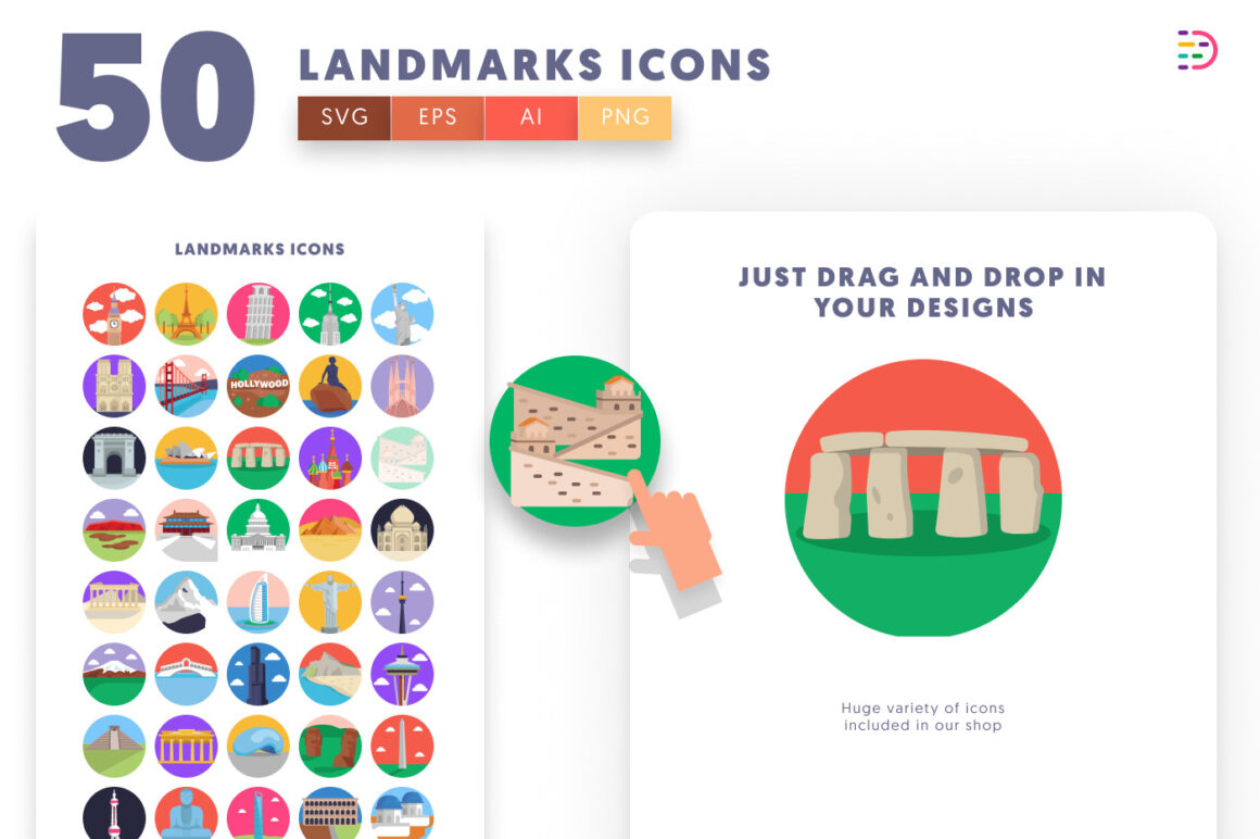 50 Landmarks Icons - Dighital Icons | Premium Icon Sets For All Your ...