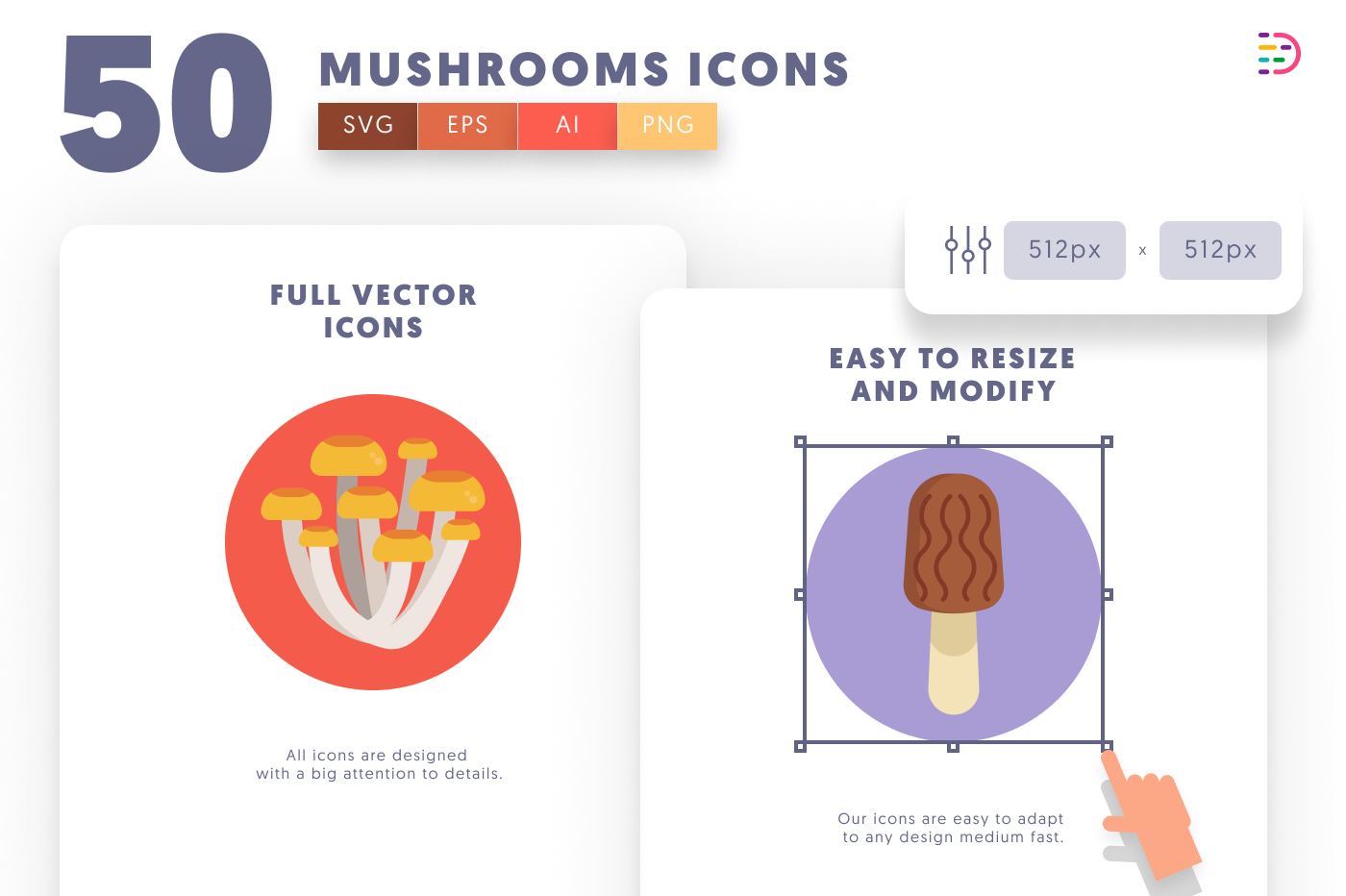 50 Mushrooms Icons preview 6 – illustrated icons in PNG, SVG and EPS