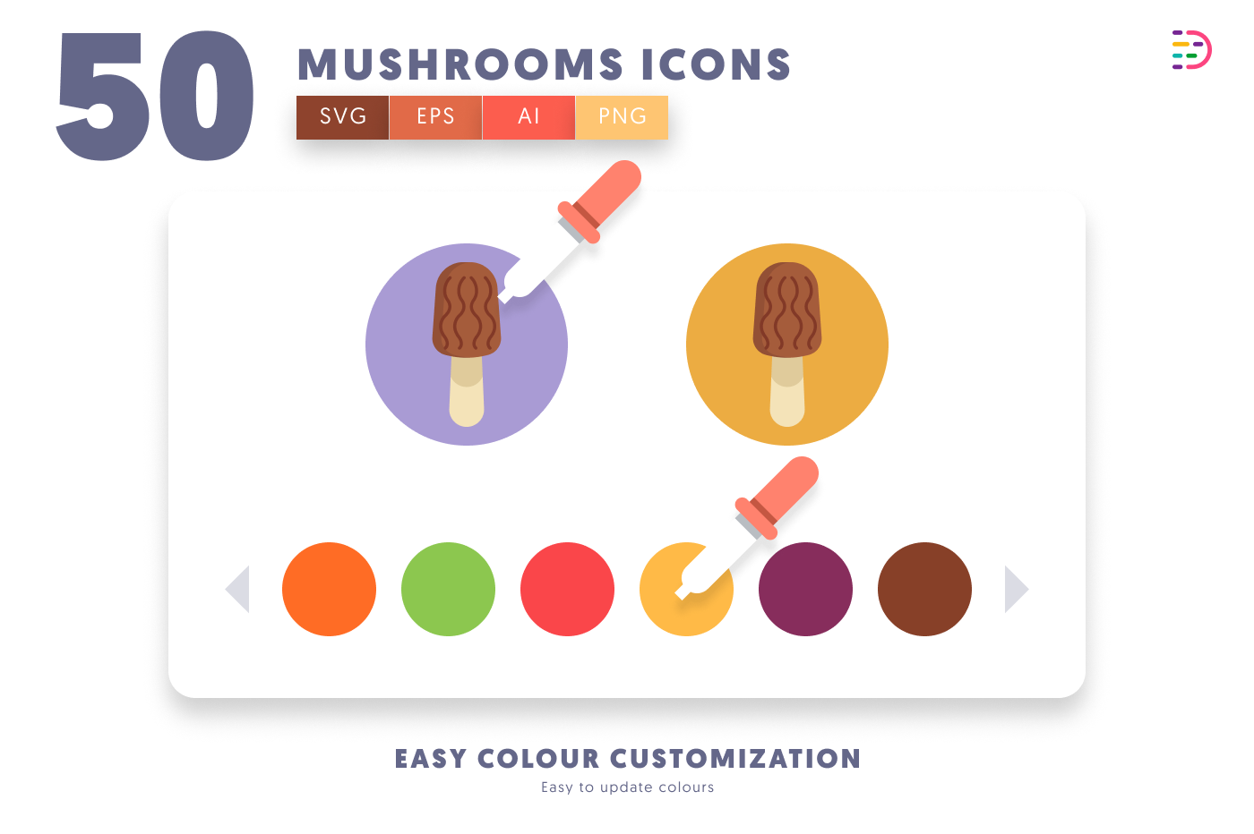 50 Mushrooms Icons preview 7 – illustrated icons in PNG, SVG and EPS
