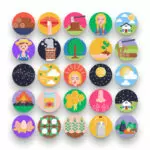 50 Country Living Icons – set of colorful flat circle icons