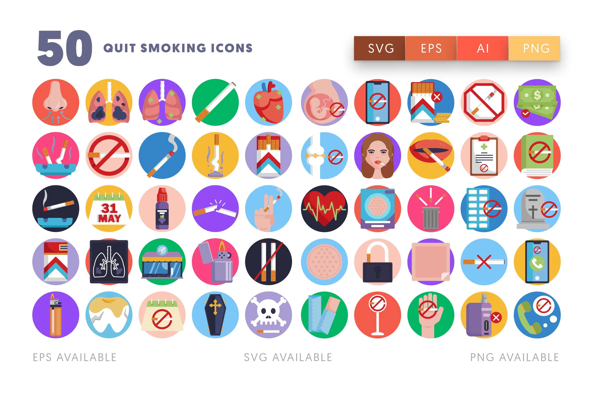 50-Quit Smoking-Icons