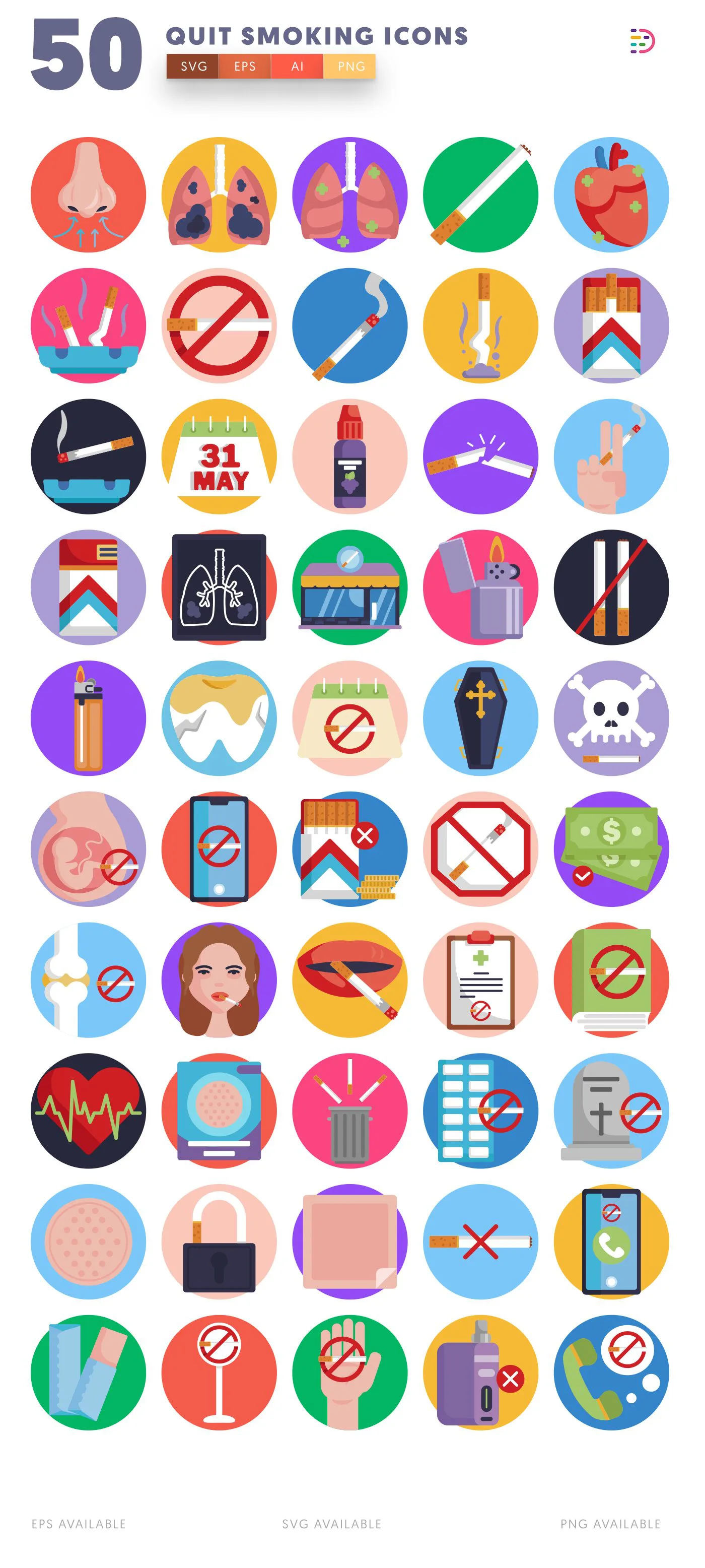 50-Quit Smoking-Icons
