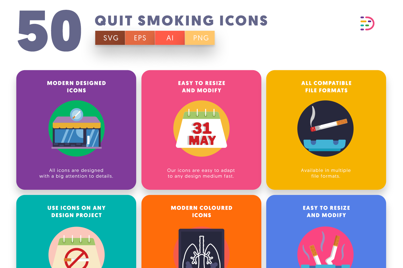 50-Quit Smoking-Icons
