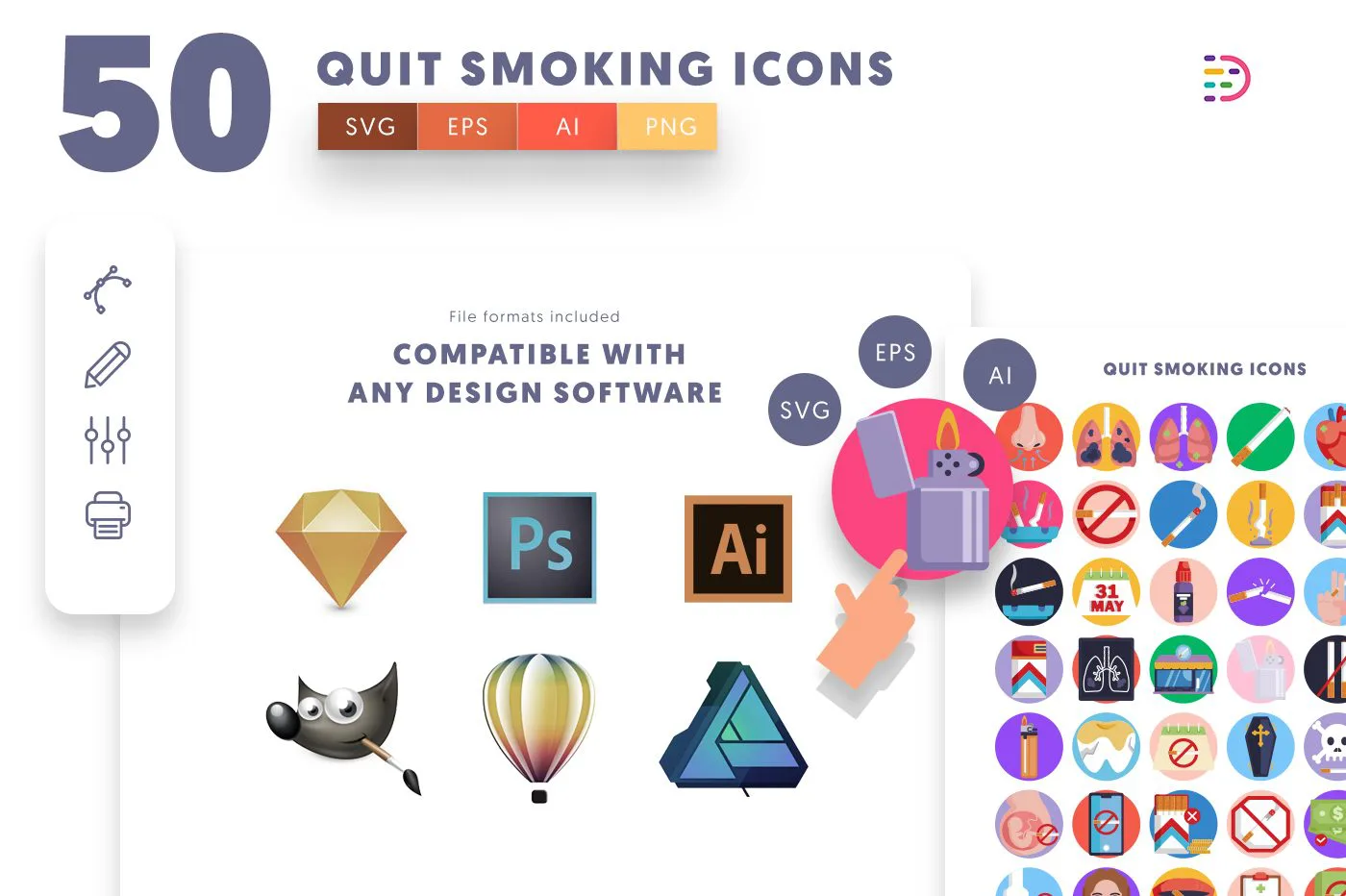 50-Quit Smoking-Icons