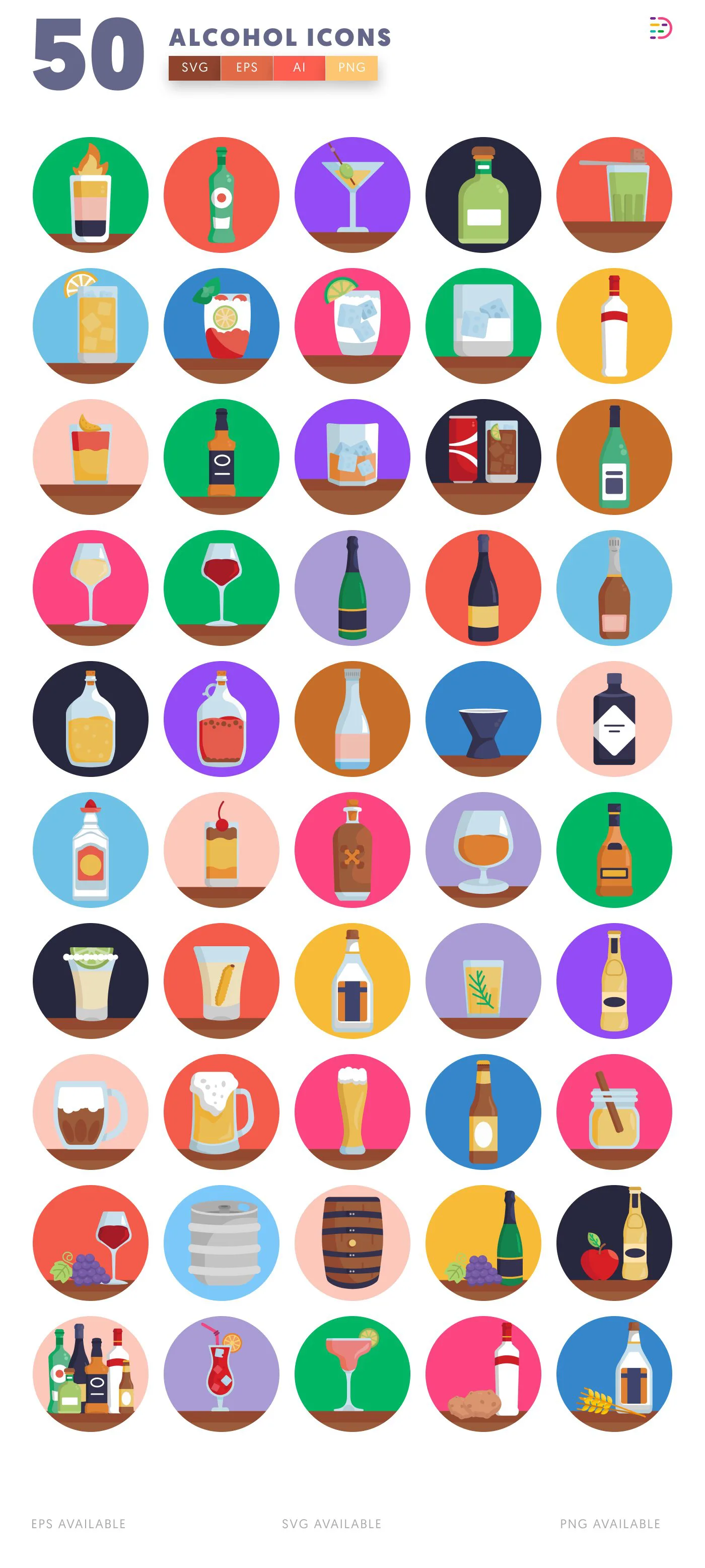 50 Alcohol Icons – all icons in the set