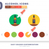 50 Alcohol Icons preview 7 – flat circle icons in PNG, SVG and EPS