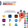 50 Alcohol Icons preview 8 – flat circle icons in PNG, SVG and EPS