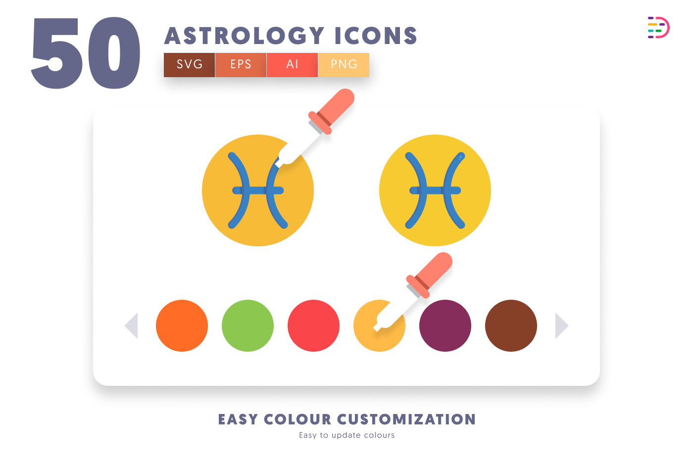 50 Astrology Icons preview 7 – flat circle icons in PNG, SVG and EPS