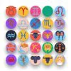 50 Astrology Icons – set of colorful flat circle icons