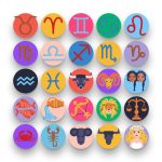 50 Astrology Icons – set of colorful flat circle icons