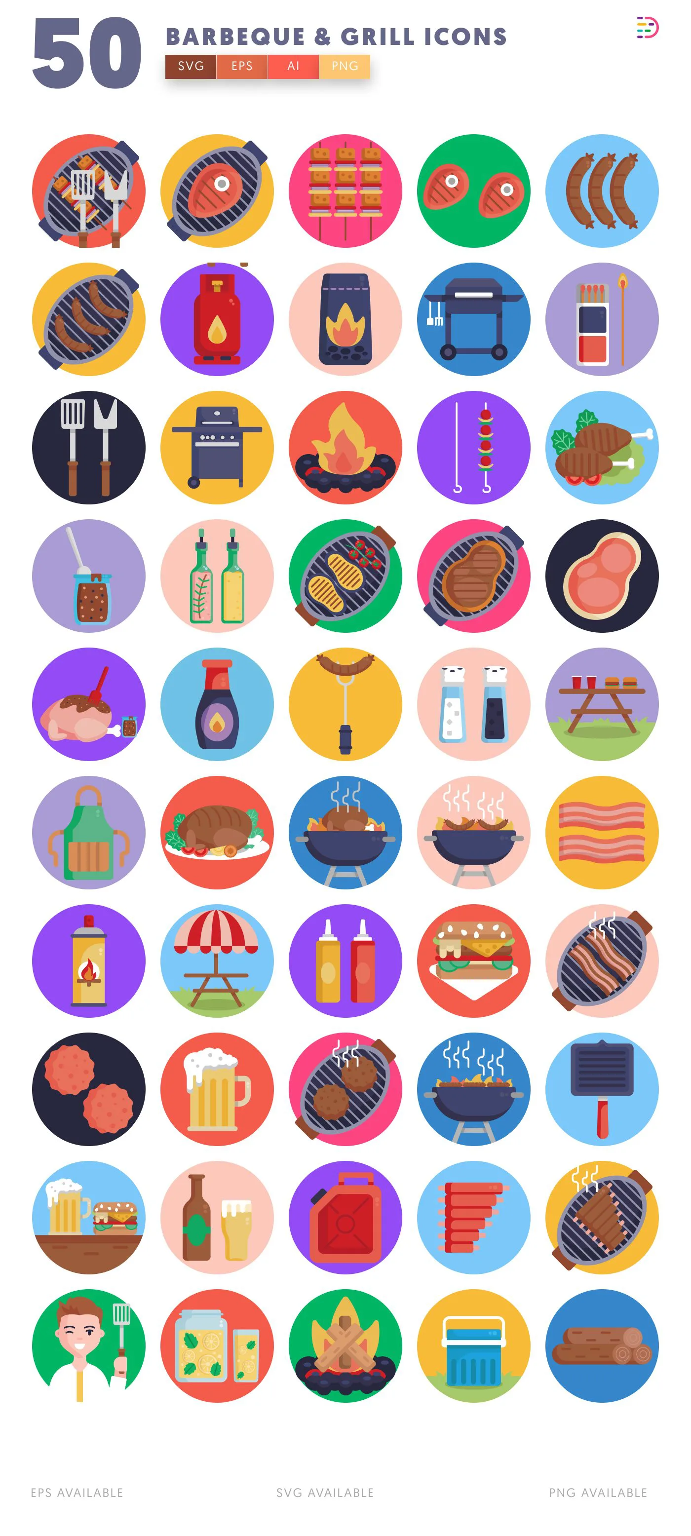 50 Barbeque and Grill Icons – all icons in the set