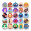 50 Barbeque and Grill Icons – set of colorful flat circle icons