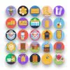 50 Beekeeping Icons – set of colorful flat circle icons
