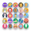 50 Beekeeping Icons – set of colorful flat circle icons