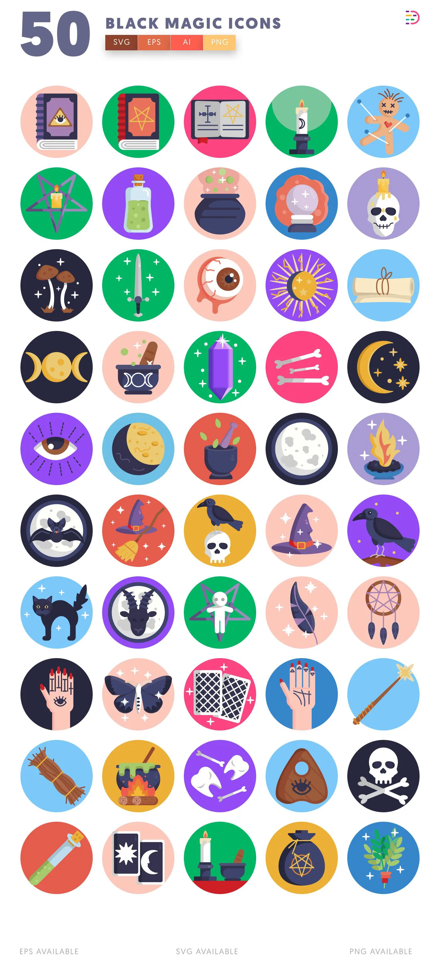 50 Black Magic Icons – all icons in the set
