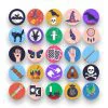 50 Black Magic Icons – set of colorful flat circle icons