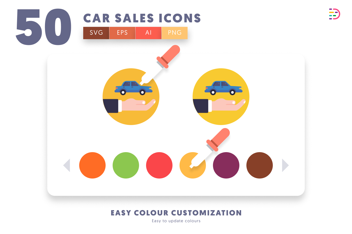 50 Car Sales Icons preview 7 – flat circle icons in PNG, SVG and EPS