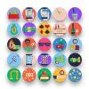 50 Casino Icons – set of colorful flat circle icons
