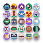 50 Casino Icons – set of colorful flat circle icons