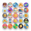50 Crypto Exchange & Trading Icons – set of colorful flat circle icons